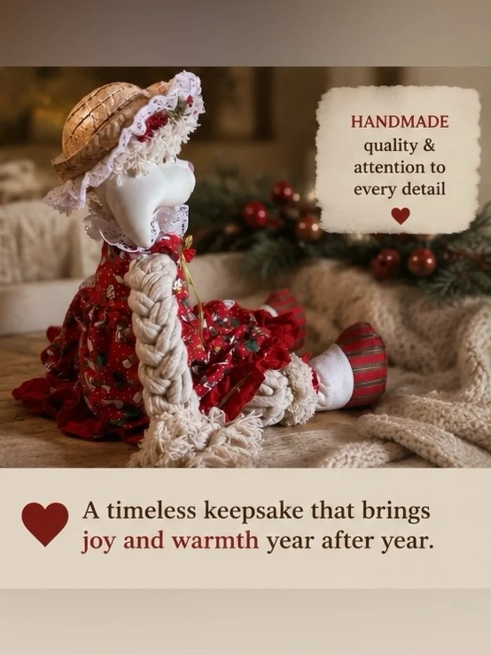 Vintage Christmas Ceramic Doll Holiday Decor Collectible